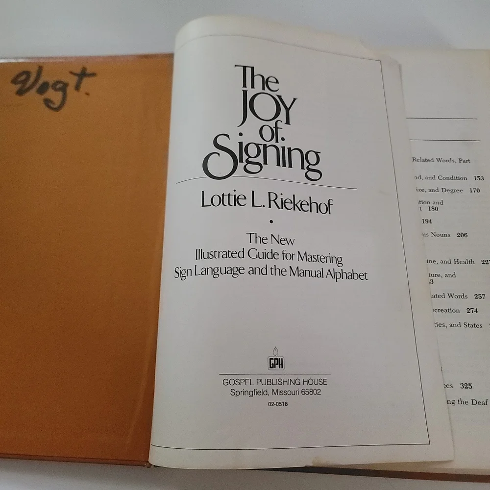 The Joy Of Signing; Hardcover Lottie L. Riekehof 1983 Vintage Sign Language Book